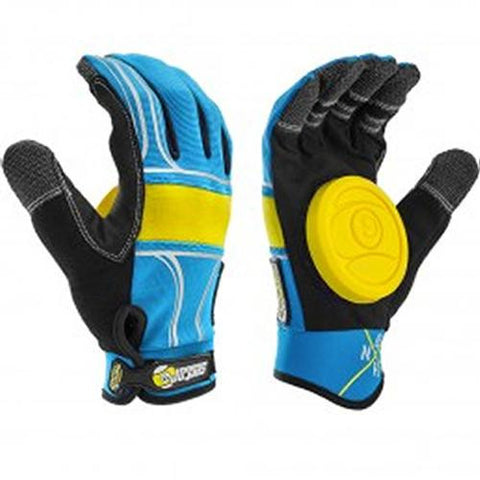 Sector 9 Gloves: BHNC Slide Gloves Blue Yellow