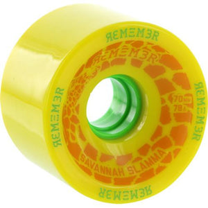 Remember Longboard Wheels: Savannah Slammas 70mm 78a Yellow Wheels- Edge Boardshop