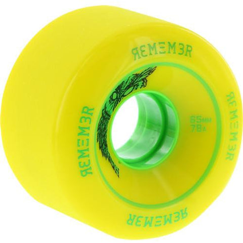 Remember Longboard Wheels: Little Hoot 65mm 78a Yellow Wheels- Edge Boardshop