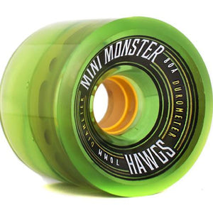 Hawgs Longboard Wheels:  Mini Monsters 70mm 80a Green Wheels- Edge Boardshop