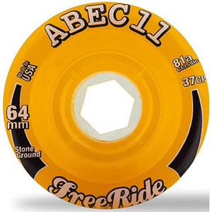 ABEC11 Longboard Wheels: Freerides Offset 64mm 81a Amber Wheels- Edge Boardshop