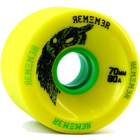 Remember Longboard Wheels: Hoot 70mm 80a Yellow Wheels- Edge Boardshop