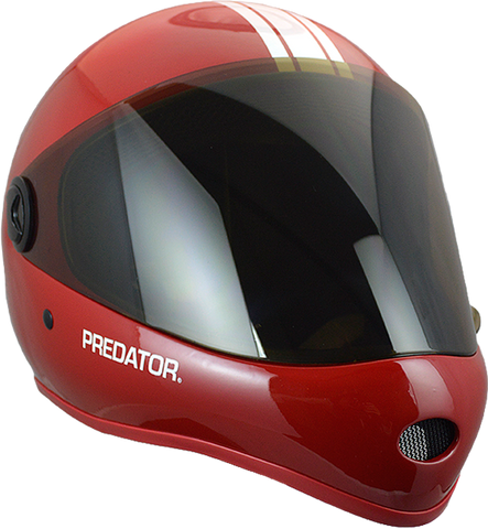 PREDATOR DH6 HELMET MATTE RED W/WHT STRIPES