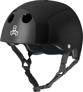 TRIPLE 8 HELMET BLK GLOSS/STD.LINER W/WHT S