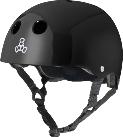 TRIPLE 8 HELMET BLK GLOSS/STD.LINER W/WHT S