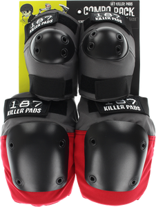 187 Killer Pads COMBO PACK KNEE/ELBOW PAD SET XS-GREY/RED