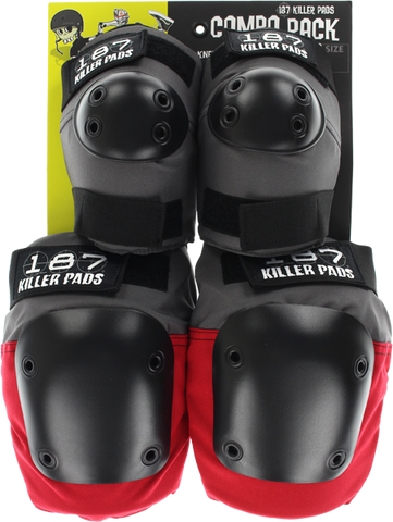 187 Killer Pads COMBO PACK KNEE/ELBOW PAD SET XS-GREY/RED