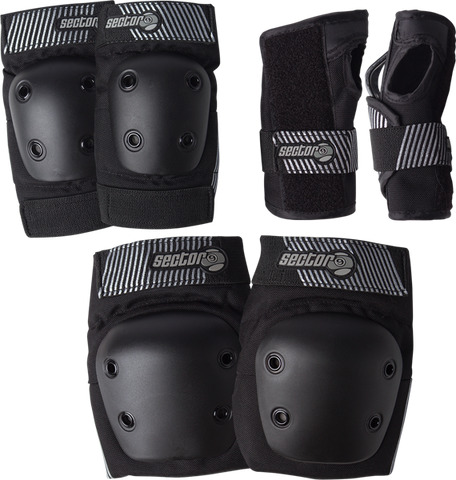 SEC9 PURSUIT JR PAD SET L/XL-BLK knee,elbow,wrist