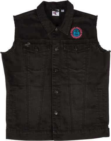 SANTA CRUZ PATCHED BUTTON UP VEST S-BLACK