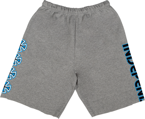 INDEPENDENT CHOP BAR SWEAT SHORTS S-GREY HTHR/BLU