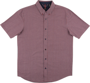 INDE TIDY BUTTON UP SS S-NAVY/BURGUNDY CHECK