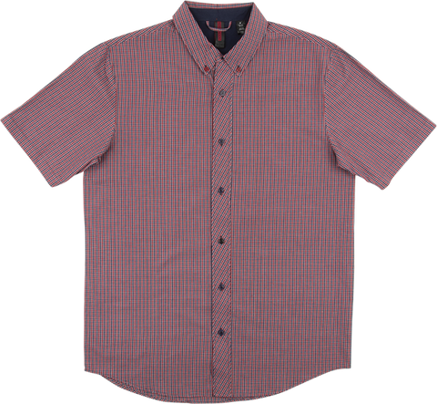 INDE TIDY BUTTON UP SS S-NAVY/BURGUNDY CHECK