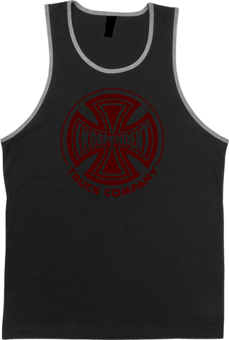 INDE FADE CROSS TANK-TOP S-BLACK HEATHER