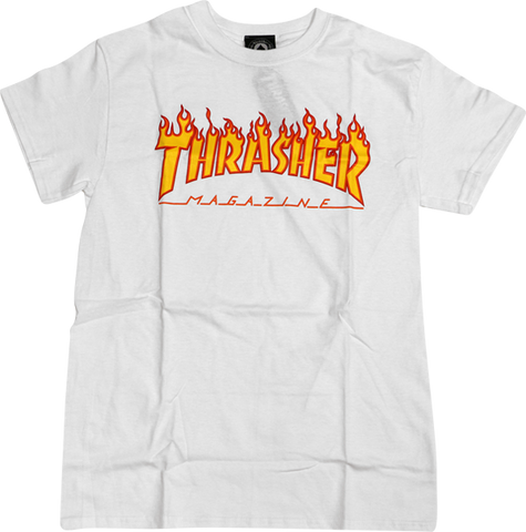 THRASHER FLAME SS XL-WHITE