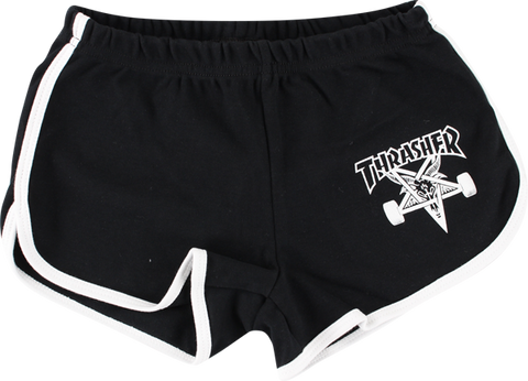 THRASHER GIRLS SKATE GOAT NIGHT SHORTS XS-BLK/WHT