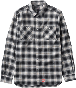 DIAMOND OMBRE FLANNEL L/S BUTTONUP S-BLACK