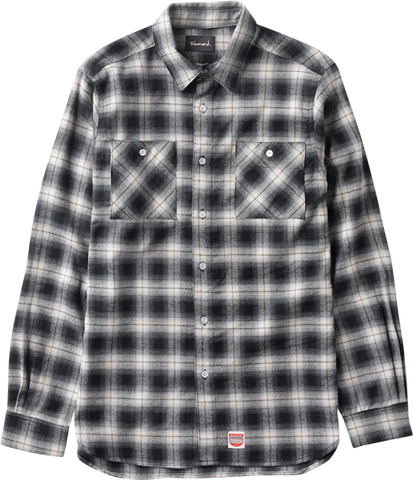 DIAMOND OMBRE FLANNEL L/S BUTTONUP S-BLACK