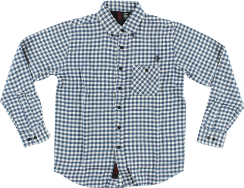 INDE CLASS ACT L/S BUTTON UP S-WHT/NAVY