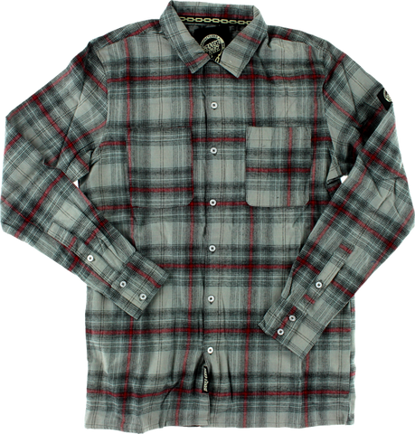 SC CLIFF BUTTON UP L/S M-BLK/RED/GREY PLAID