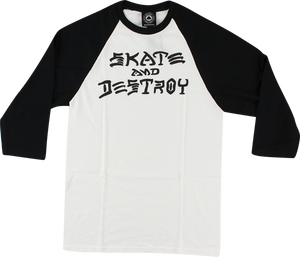 THRASHER SKATE & DESTROY RAGLAN 3/4 SLV S-WHT/BLK