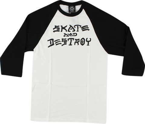 THRASHER SKATE & DESTROY RAGLAN 3/4 SLV S-WHT/BLK