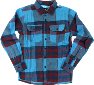 VOLUME 4 JINX L/S FLANNEL M-BLU/OXBLOOD button-up