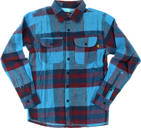 VOLUME 4 JINX L/S FLANNEL M-BLU/OXBLOOD button-up