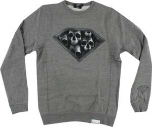 DIAMOND DMND SKULLS CREW/SWT S-HEATHER GREY