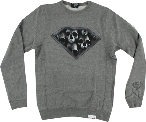 DIAMOND DMND SKULLS CREW/SWT S-HEATHER GREY