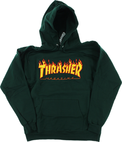 THRASHER FLAMES HD/SWT L-FOREST GREEN