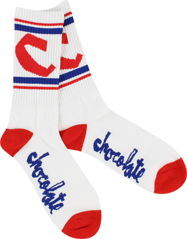 CHOC CHUNK C STRIPE SOCKS WHT/RED/BLUE single pair