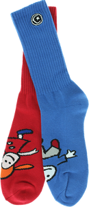 FOUND WHIPPER CREW SOCKS BLU/RED MIS MATCH 1pr