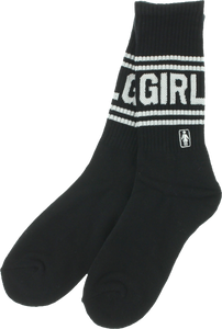 GIRL JOCK CREW SOCKS BLK/WHT single pair