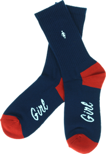 GIRL MICRO OG CREW SOCKS NAVY/RED single pair