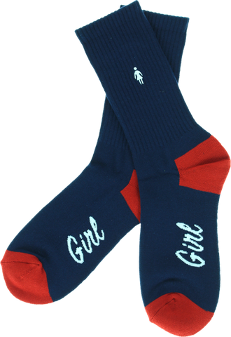 GIRL MICRO OG CREW SOCKS NAVY/RED single pair