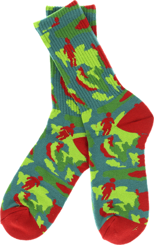 GIRL OG JUNGLE CREW SOCKS RED/GRN single pair