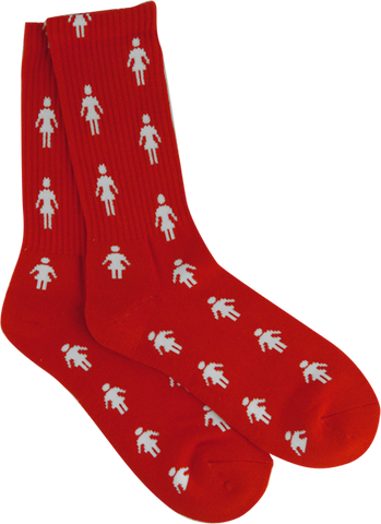 GIRL PEPPER CREW SOCKS RED single pair