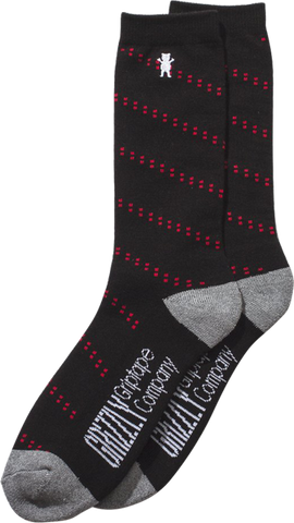 GRIZZLY MINI BEAR DOT CREW SOCKS BLK/RED/GREY 1pr