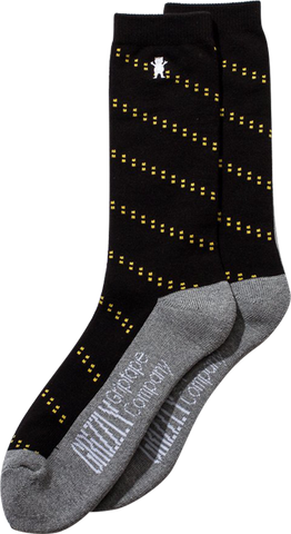 GRIZZLY MINI BEAR DOT CREW SOCKS BLK/YEL/GREY 1pr