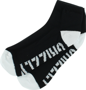 GRIZZLY STAMP LO CUT SOCKS-BLK/WHT 1pr