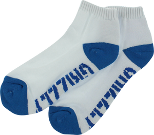 GRIZZLY STAMP LO CUT SOCKS-WHT/ROYAL 1pr