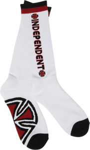 INDEPENDENT BAR/CROSS YOUTH TALL SOCKS WHT 1pair