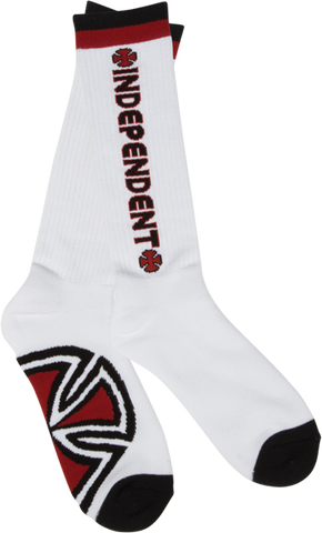 INDEPENDENT BAR/CROSS YOUTH TALL SOCKS WHT 1pair