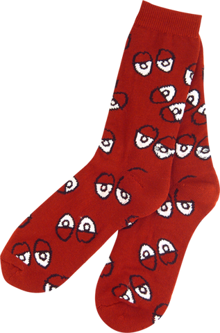 KROOKED SKATEBOARDS EYES CREW SOCKS BURGUNDY 1 pair