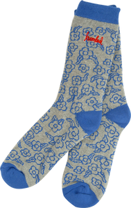 KROOKED SKATEBOARDS SWEATPANTS CREW SOCKS HEATHER/ROYAL 1pr