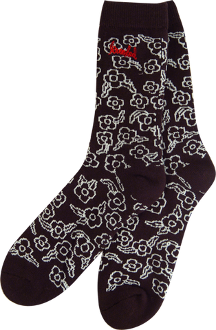 KROOKED SKATEBOARDS SWEATPANTS CREW SOCKS BLK/WHT 1pr