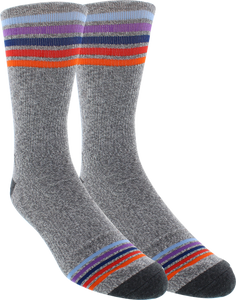 KURB SOCKS MENS CREW SPORT STRIPE GREY