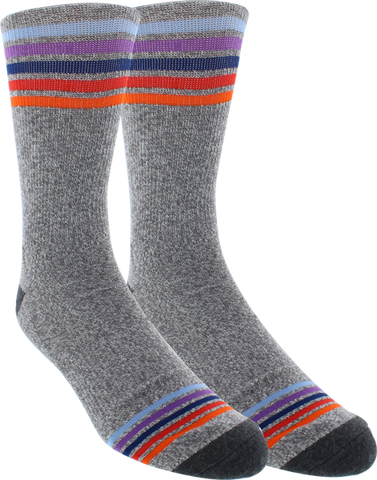 KURB SOCKS MENS CREW SPORT STRIPE GREY