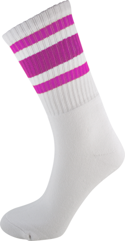 SOCCO CREW WHT/PNK SOCKS(6-9)1pair