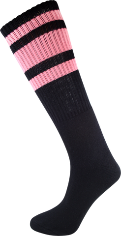 SOCCO KNEE HIGH BLK/PNK SOCKS(6-9)1pair